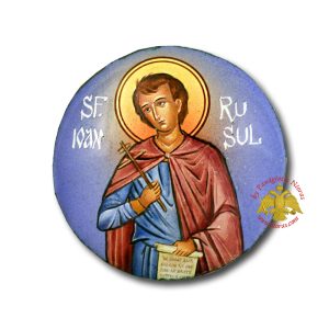 Ρώσσικη Σμάλτινη Εικόνα του Αγίου Ιωάννη του Ρώσσου Σχέδιο Στρογγυλό