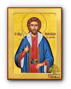 ΑΓΙΟΣ ΑΝΑΣΤΑΣΙΟΣ Ο ΝΑΥΠΛΙΕΥΣ, ΝΕΟΜΑΡΤΥΣ Ξυλινη Βυζαντινη Εικονα