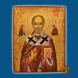 Hagiography Icon of Saint Nicholas Size 20x26cm on Natural Wood
