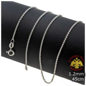 Silver 925 Oval Flat Link Chain Diamond Cut 1,2mm Rhodium Plated  - 45CM