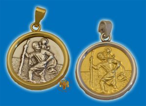 Orthodox Silver 925 Round Pendant Icon Saint Christopher