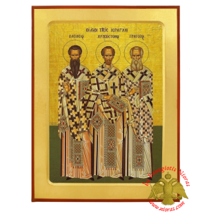 Three Hierarchs Byzantine Wooden Icon