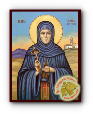 Saint Pegalia of Tinos Neoclassical Wooden Icon