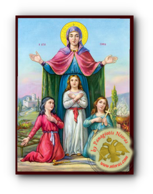 Saint Sophia and her Daughters NeoClassic Wooden Icon