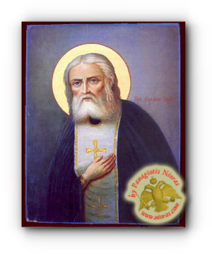 Saint Seraphim, of Sarov, Neoclassical Wooden Icon