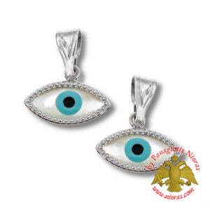 Gold Pendant with Mop-shell Evil Eye 7x14mm K14