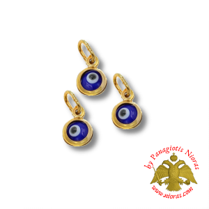 Gold Evil Eye Pendant 4mm K14 BLUE