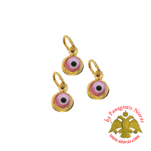 Gold Evil Eye Pendant 4mm K14 PINK