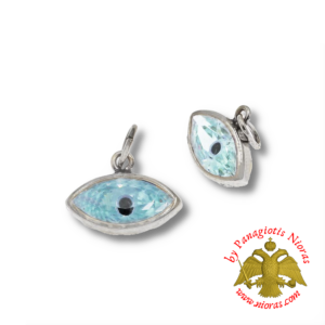 Platinum Pendant with Zircon Evil Eye 5x10mm K14 BLUE