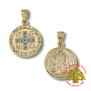 Gold Constantinato Coin with Enameled Cross 15mm K9
