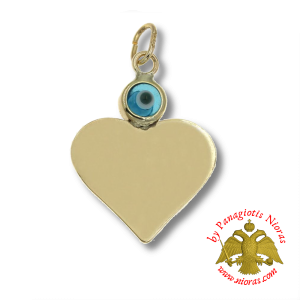 Gold Pendant Heart with Evil Eye 11x15mm K9