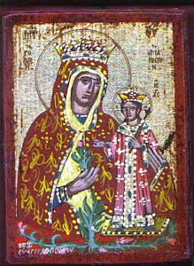 Theotokos Panagia The Unwithering Rose Wooden Byzantine Icon on Canvas