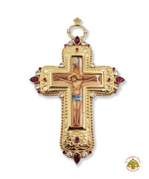 Σταυρός Δεσποτικός Με Σχέδιο Αλυσίδας Λαιμού 324 Επίχρυση Πέτρα Ζιργκόν από Ορείχαλκο