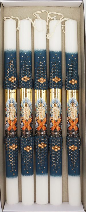 Easter Pascha Candle Lampada With Christ Resurrection Anastasis Holy Icon 35cm