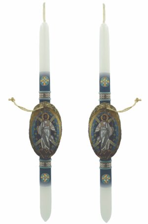 Pascha Candle with Jesus Christ Ressurection Holy Wooden Icon 40cm