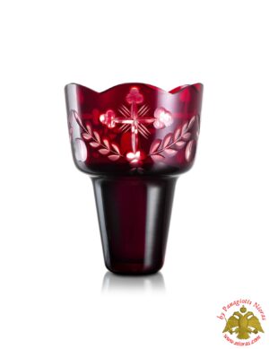 Romanian Orthodox Hand Carved Glass Cup Red 8.5x11.5cm