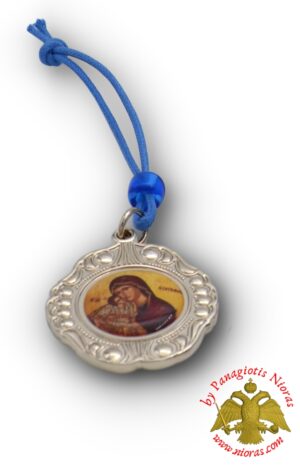 Orthodox Metal Hanging Theotokos Holy Virgin Sticker Icon Bell Shaped Nickel Plated