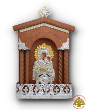 Traditional Orthodox Iconostasis with Electric Lamp Wooden Coloured 13x22cm