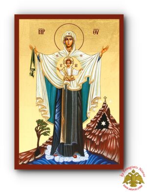 Holy Virgin Mary Panagia of Mount Carmel Byzantine Wooden Icon on Canvas