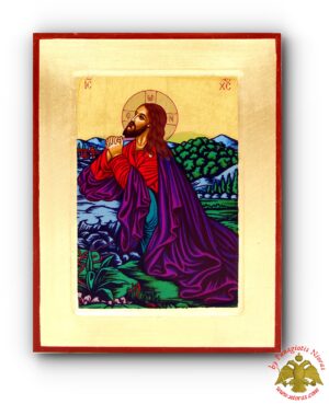 Jesus Christ Praying in Gethsemane Byzantine Wooden Icon on Canvas