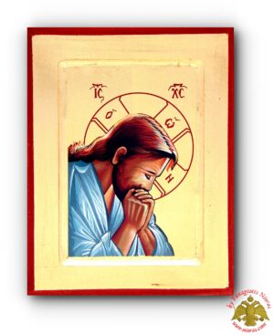 Χριστός Προσευχόμενος Ξύλινη Βυζαντινή Εικόνα Μεταξοτυπία