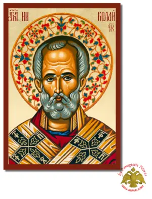 Τhe Saint Nicholas Byzantine Wooden Icon on Canvas