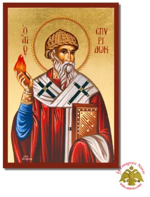 Τhe Saint Spyridon Byzantine Wooden Icon on Canvas