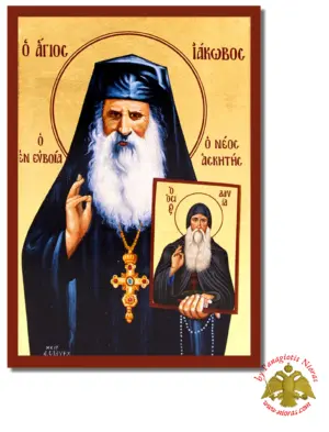 The Saint James of Euboea Byzantine Wooden Icon on Canvas