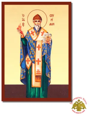 The Saints Spyridon Byzantine Wooden Icon on Canvas
