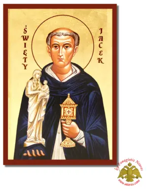The Saint Jacek Byzantine Wooden Icon on Canvas