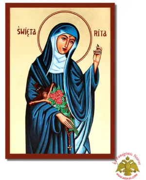 The Saint Rita Byzantine Wooden Icon on Canvas