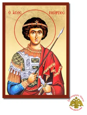 The Saint George Byzantine Wooden Icon on Canvas