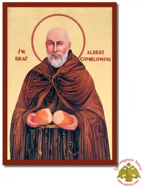 The Saint Albert Chmielowski Byzantine Wooden Icon on Canvas