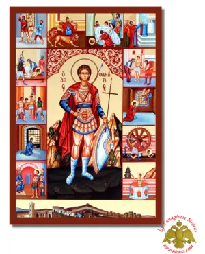 The Saint Phanourios Byzantine Wooden Icon on Canvas