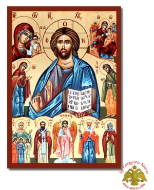 Christ the prayer Byzantine Wooden Icon on Canvas